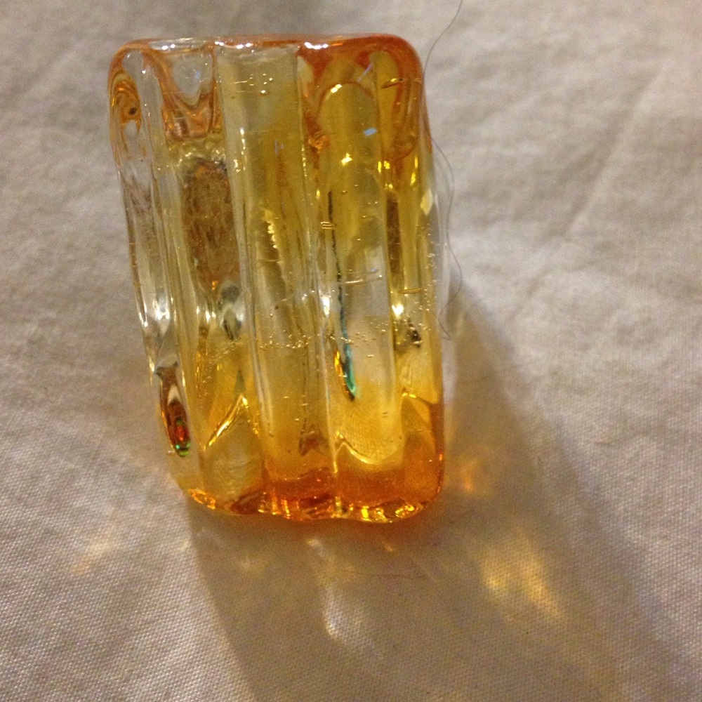 Yellow-Orange Glass Statement Ring - Elegant Amber Toned Jewelry